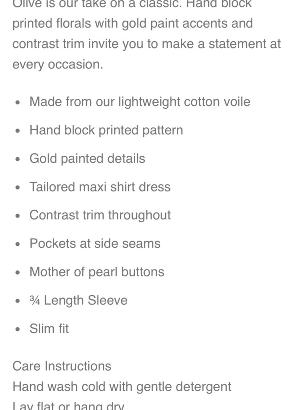 Oliphant Ivy-Olive Floral Long-Sleeve Maxi Dress with Gold Trim - Picture 7 of 9